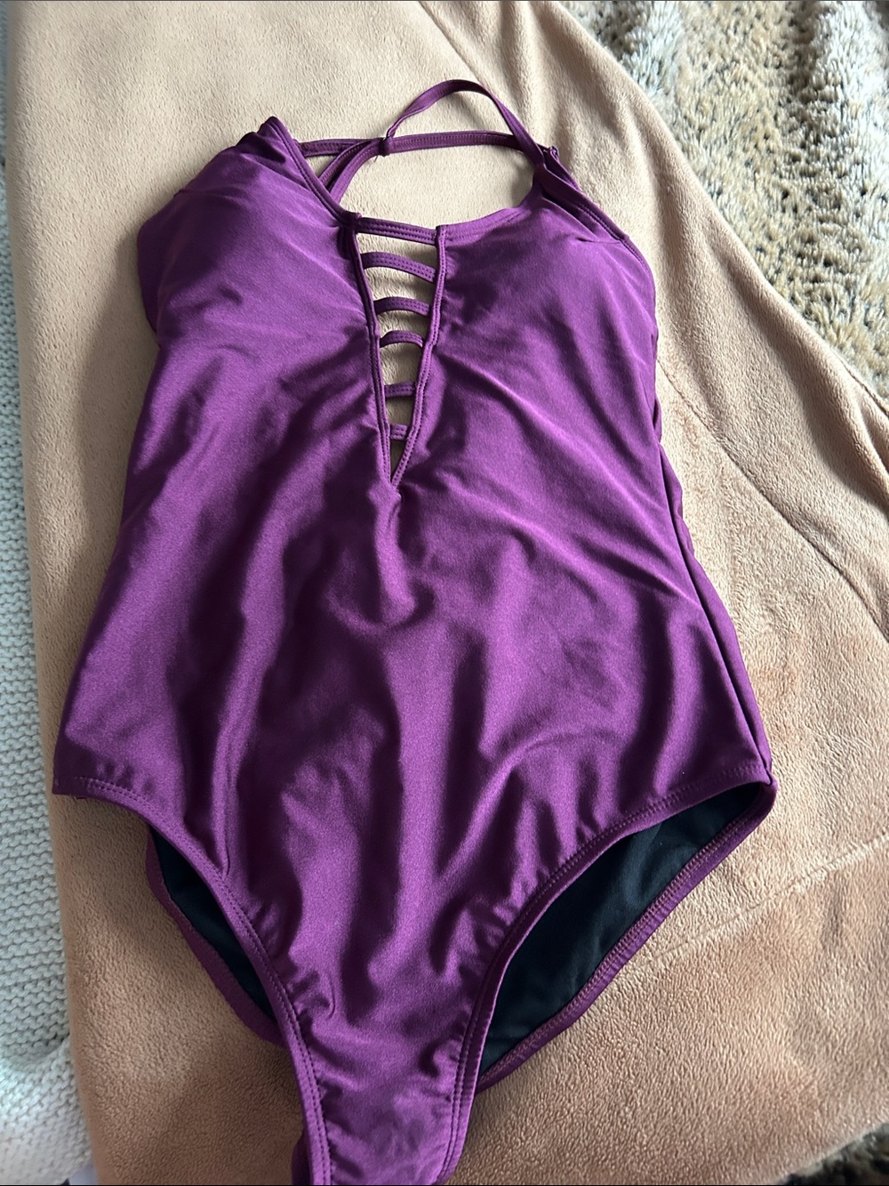 Kensie Purple Strappy One-Piece Swimsuit